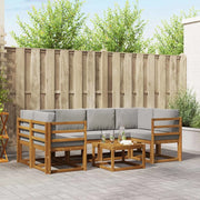 Set di divani da esterno 7 pcs Grigio Naturale e Chiaro