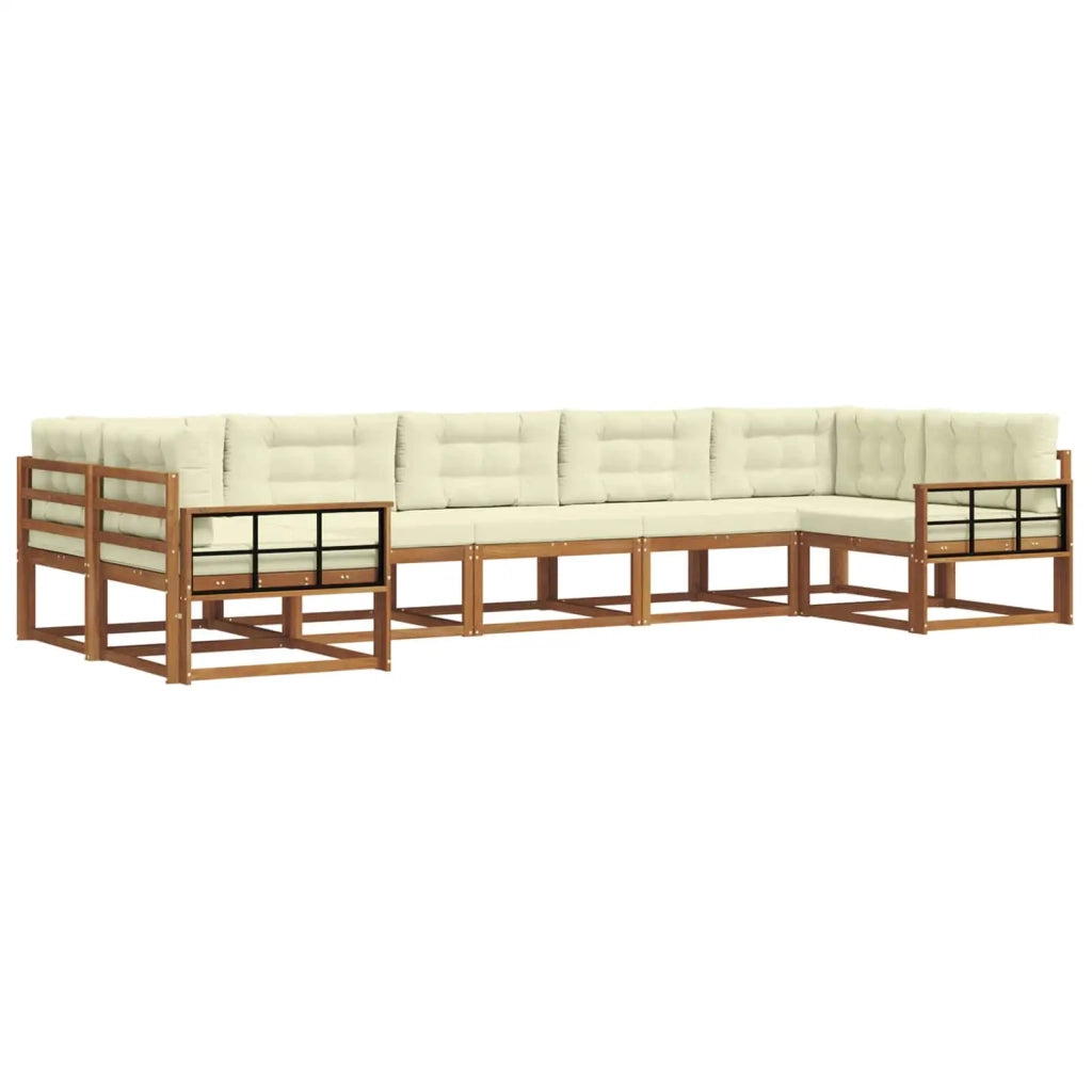 Set di divani da esterno con cuscino 7 pcs Naturale e Crema