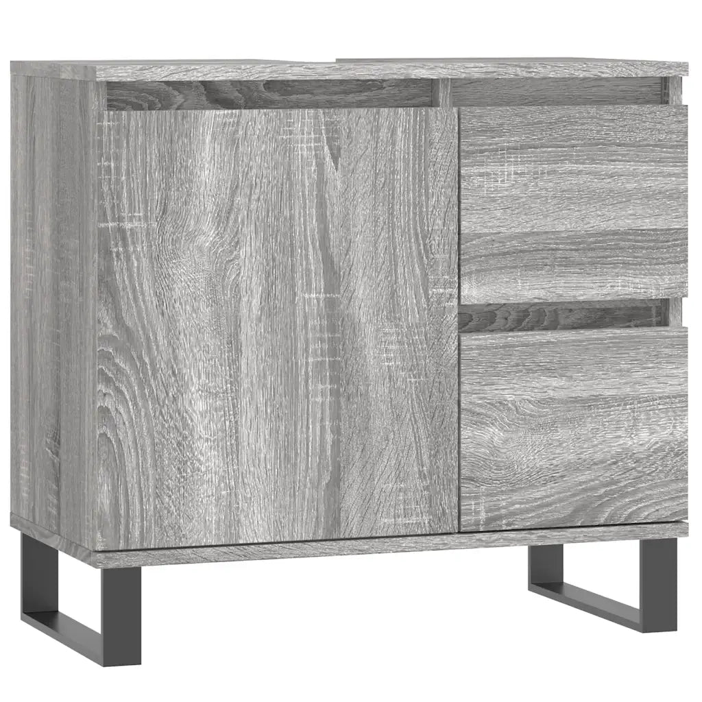 Set Mobili da Bagno 3 pz Grigio Sonoma in Legno Multistrato 3190235