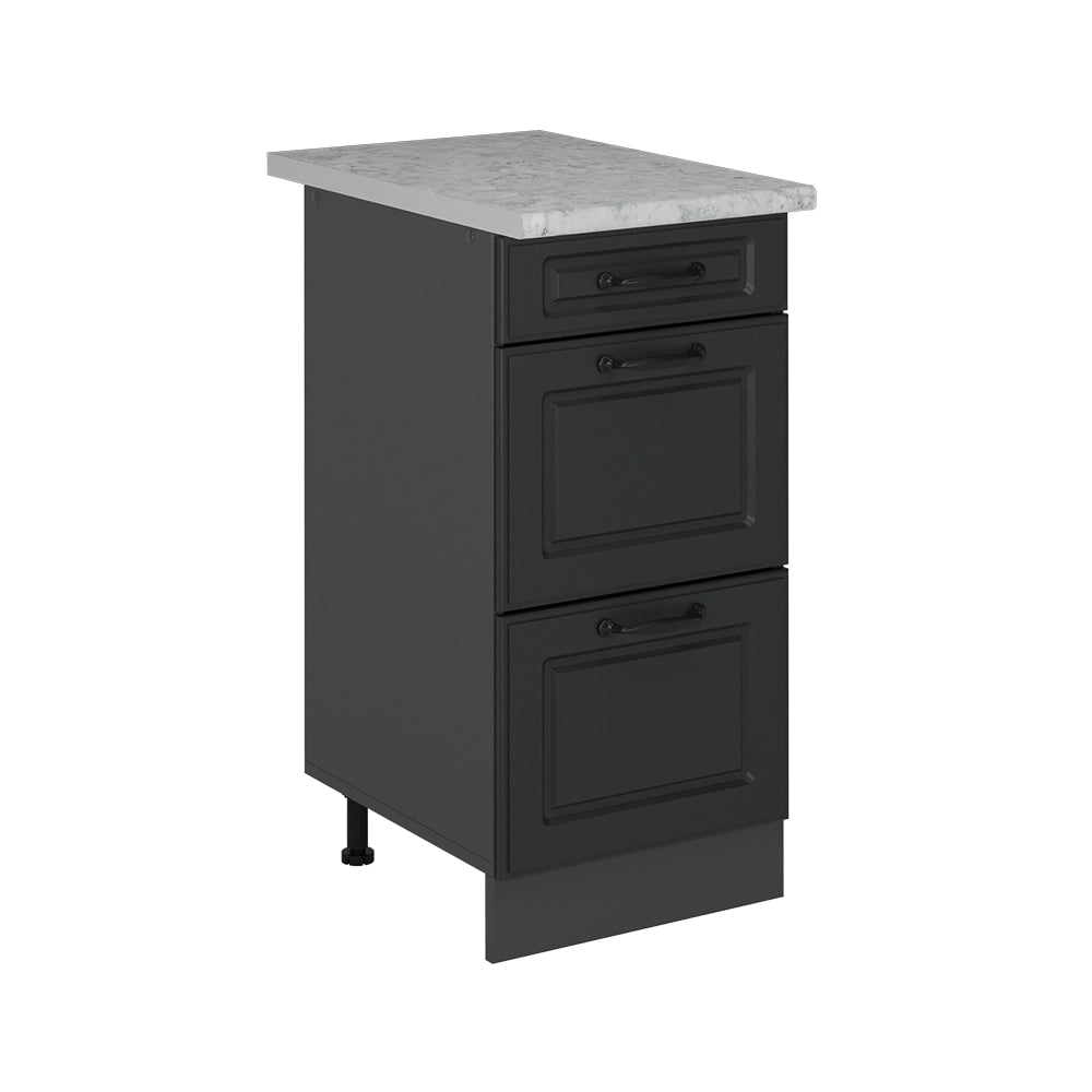 Vicco Mobiletto base per cucina Antracite casa di campagna 40 cm con cassetti, marmo AP