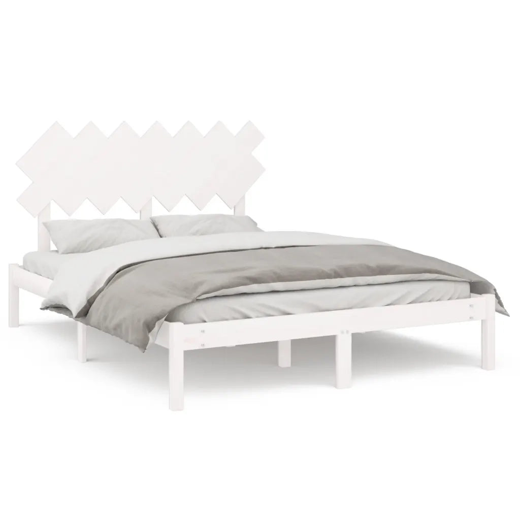 Giroletto-Struttura Letto Bianco 140x190 cm 4FT6 Double in Legno Massello