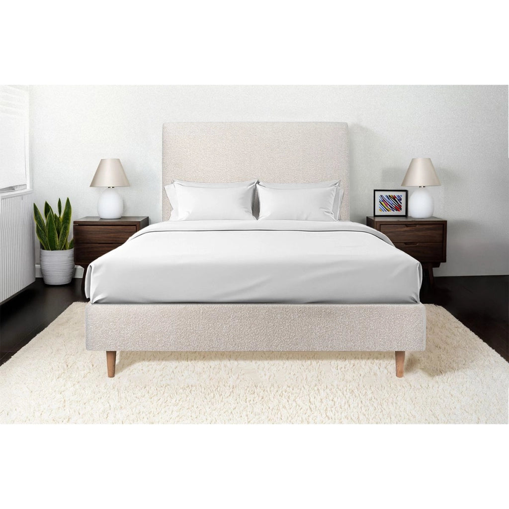 Testiera in tessuto bouclé beige chiaro liscio L200 cm
