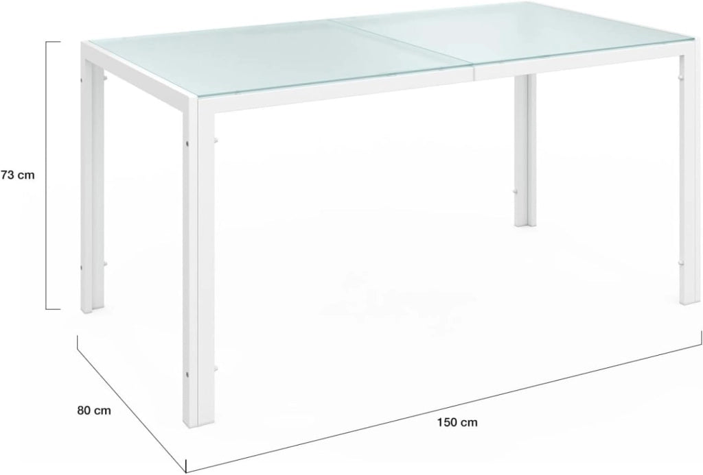 Set di mobili da Giardino Madrid Tavolo 150 CM e 6 sedie impilabili Bianco e Beige