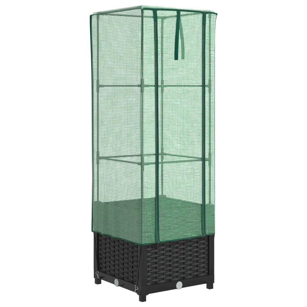 Letto Rialzato con Copertura Serra Effetto Rattan 40x40x139 cm 4015813