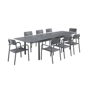 Set tavolo da giardino allungabile in alluminio e textilene con 8