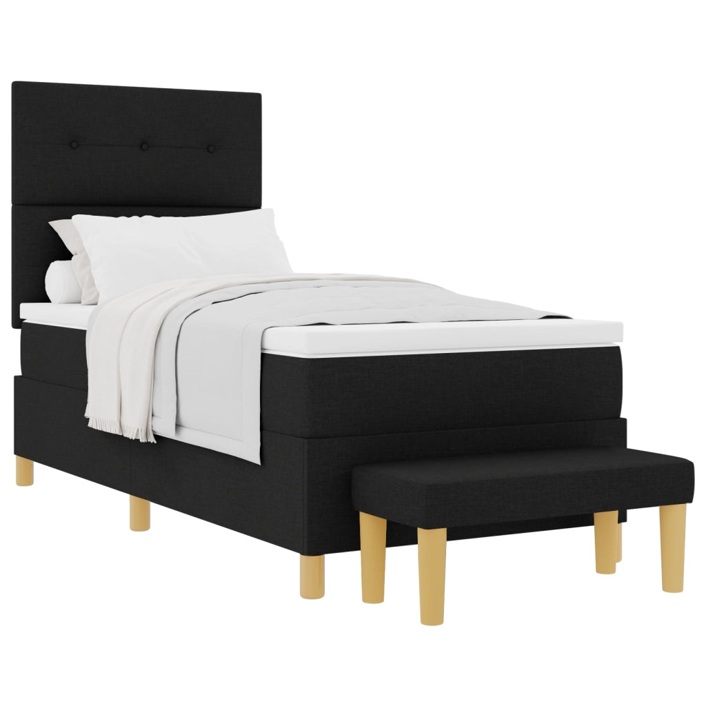 Letto a Reticolo con Materasso e Panchina Nera 80x200 cm Tessuto