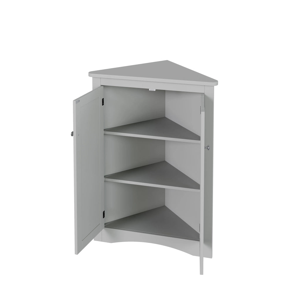 Mobile contenitore angolare con 2 ante e 2 ripiani in MDF verniciato per bagno cucina soggiorno grigio 61,5 × 80 cm