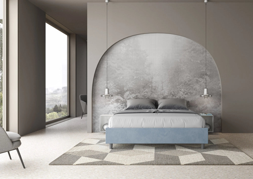 Letto Matrimoniale Large Sommier 180x190 cm Senza Rete Azelia Azzurro