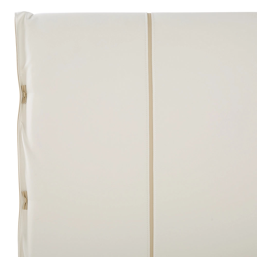 Letto 160 x 200 cm Gambe in metallo finta pelle bianca testiera con struttura imbottita
