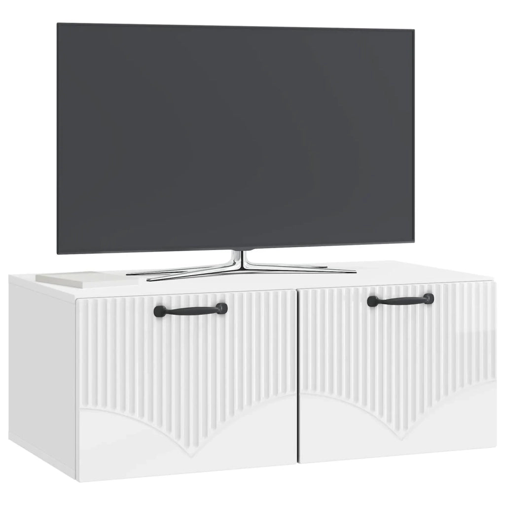Mobile Porta TV da Muro Bianco Lucido 78,5 x 41 x 30 cm 899029