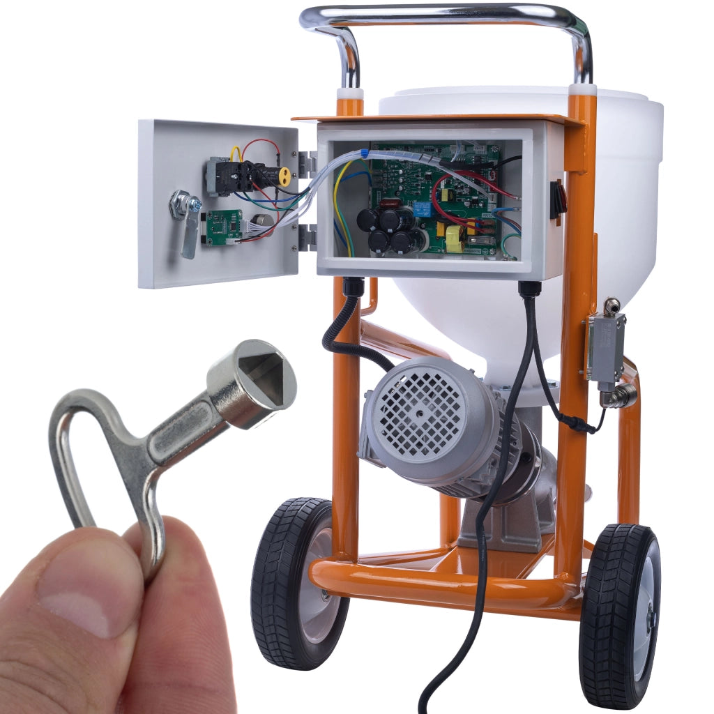 Agitatore per Intonaco MaxStream18 – Motore 1800W, Flusso 12L/Min | Serbatoio 28L, Ruote Senza Camera d'Aria