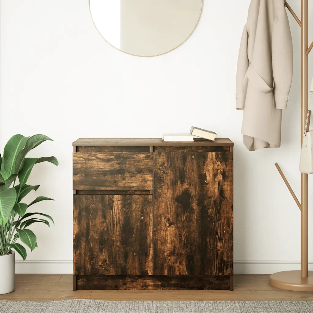 Credenza con Cassetto-Buffet-Armadio da cucina Rovere Fumo 71x35x65 cm in Truciolato 205068