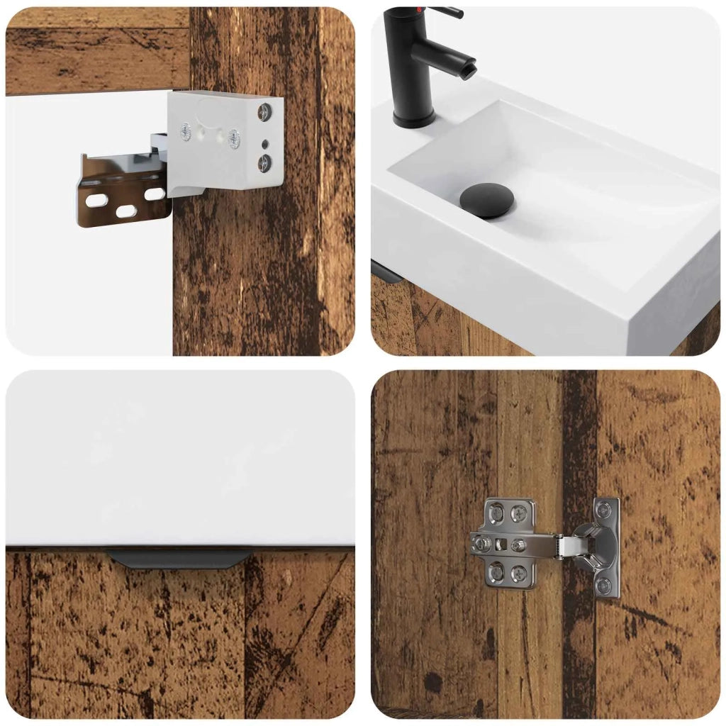 Mobile bagno con rubinetto Legno antico 45,5 x 22,5 x 84 cm 889431