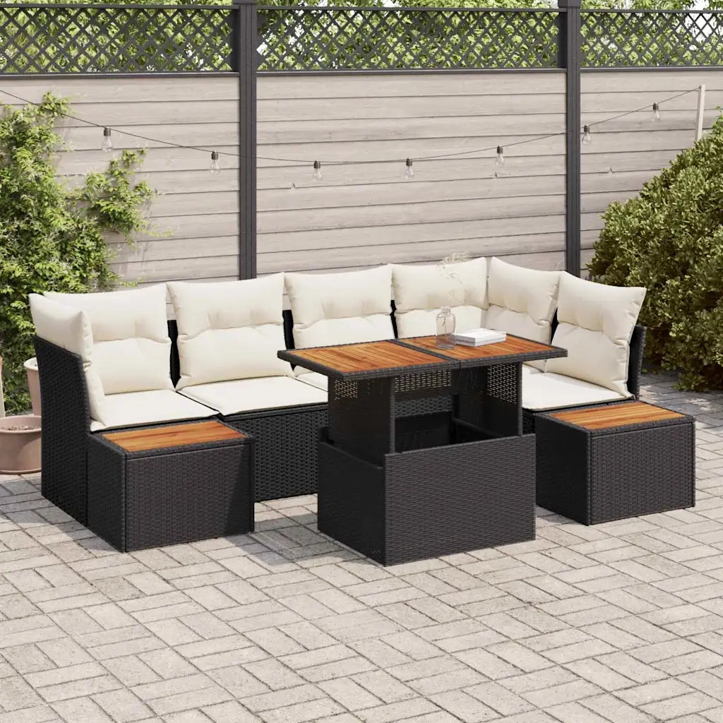 Set Divano da Giardino 10 pcs Nero Poly Rattan 3358836