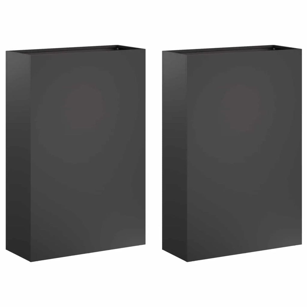 Vaso da giardino 2 pz Nero 50 x 20 x 75 cm 8005457