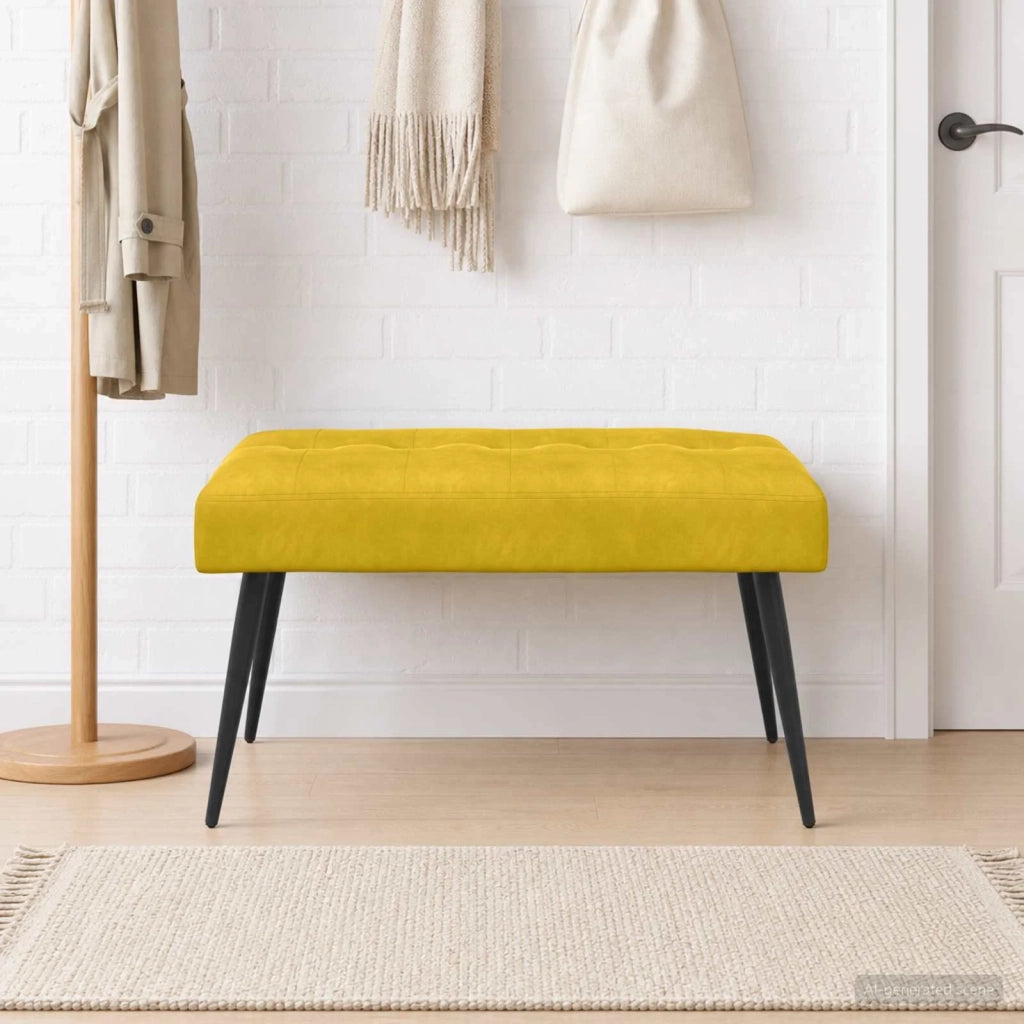 Panchina con bottoni imbottiti Giallo 80 x 40 x 46 cm Velluto 42038522