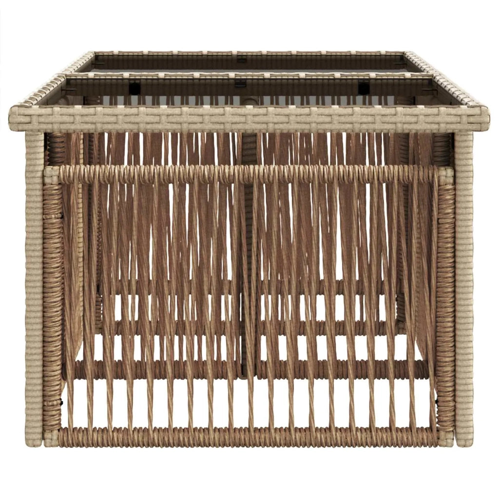 Tavolo da Giardino Beige 100 x 55 x 37 cm Rattan PE e Vetro