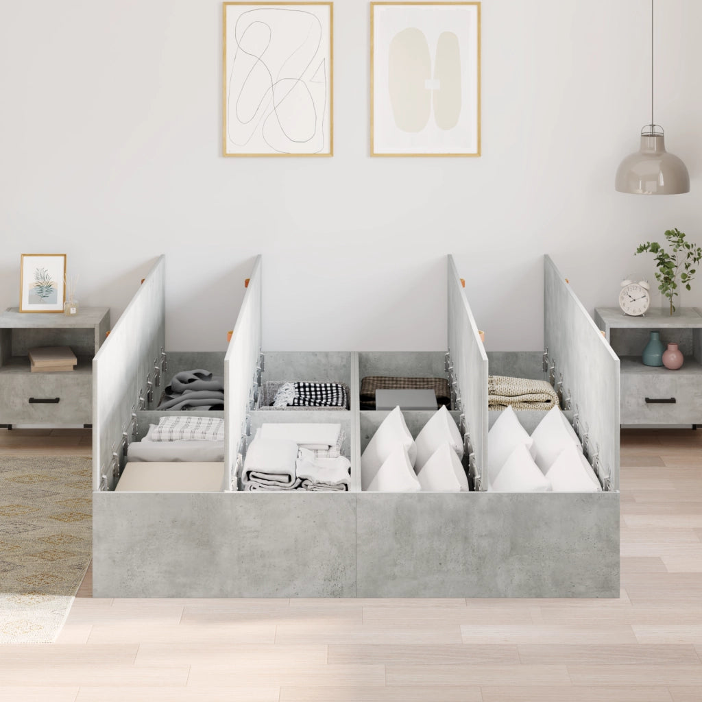 Struttura Letto con Contenitore  Grigio Cemento 150x200 cm