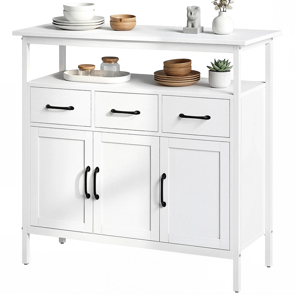 Cassa panchina con ripiani regolabili e 3 cassetti ¨C zephmum ¨C 95 cm bianco