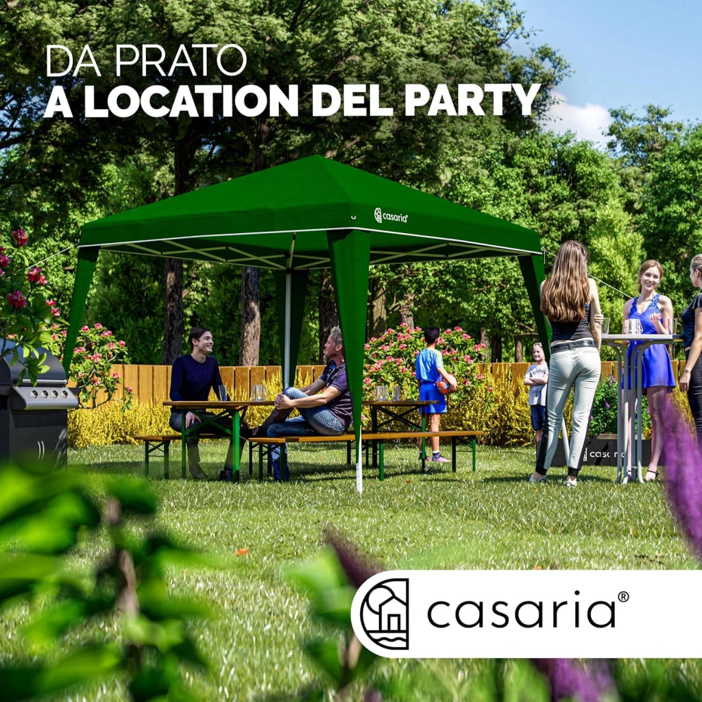 ® Gazebo da Giardino Capri 3x3m Pop-Up Protezione 50+ Impermiabile Tenda a Fisarmonica Verde