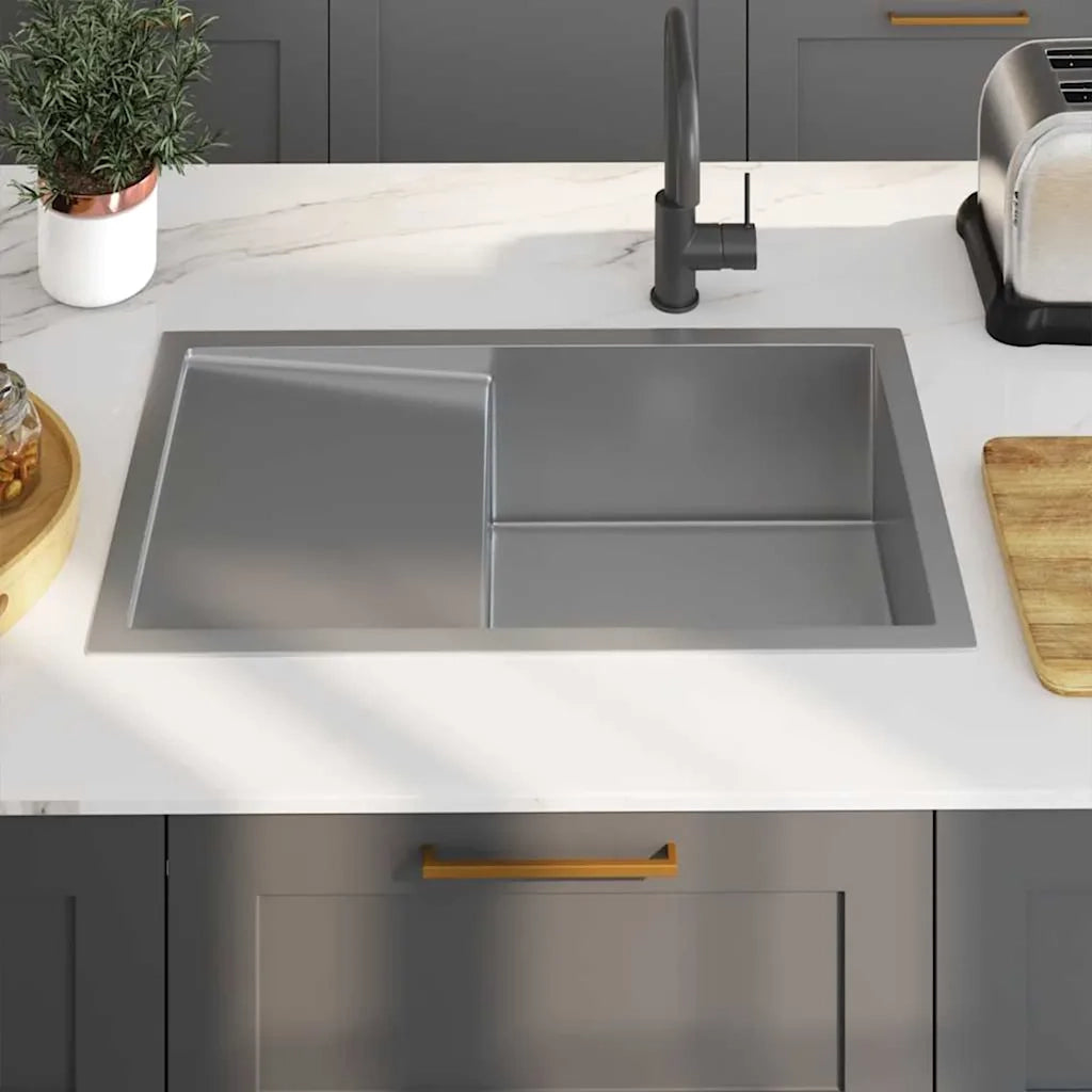 Lavello da Cucina Lavorato a Mano-Lavandino-Lavabo in Acciaio Inox 931822