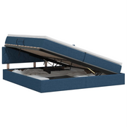 Letto con contenitore e materasso con testiera Blu 200 x 200 cm 3458711