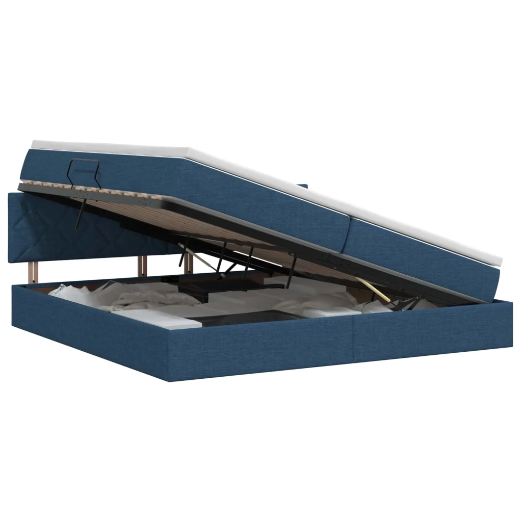 Letto con contenitore e materasso Blu 200 x 200 cm Velluto 3458711