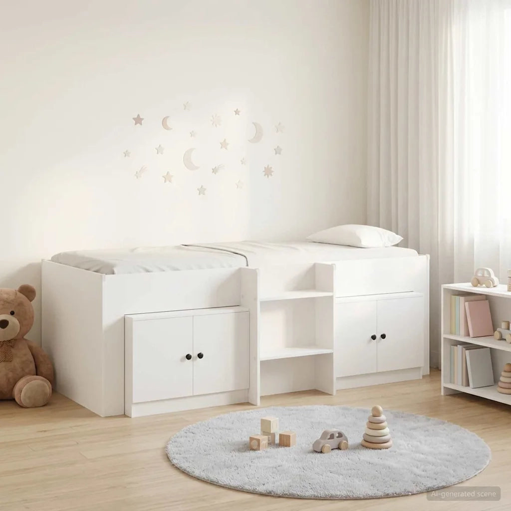 Struttura Letto Loft con Mobile 3 pcs-Giroletto con contenitore Bianco Legno multistrato 454824