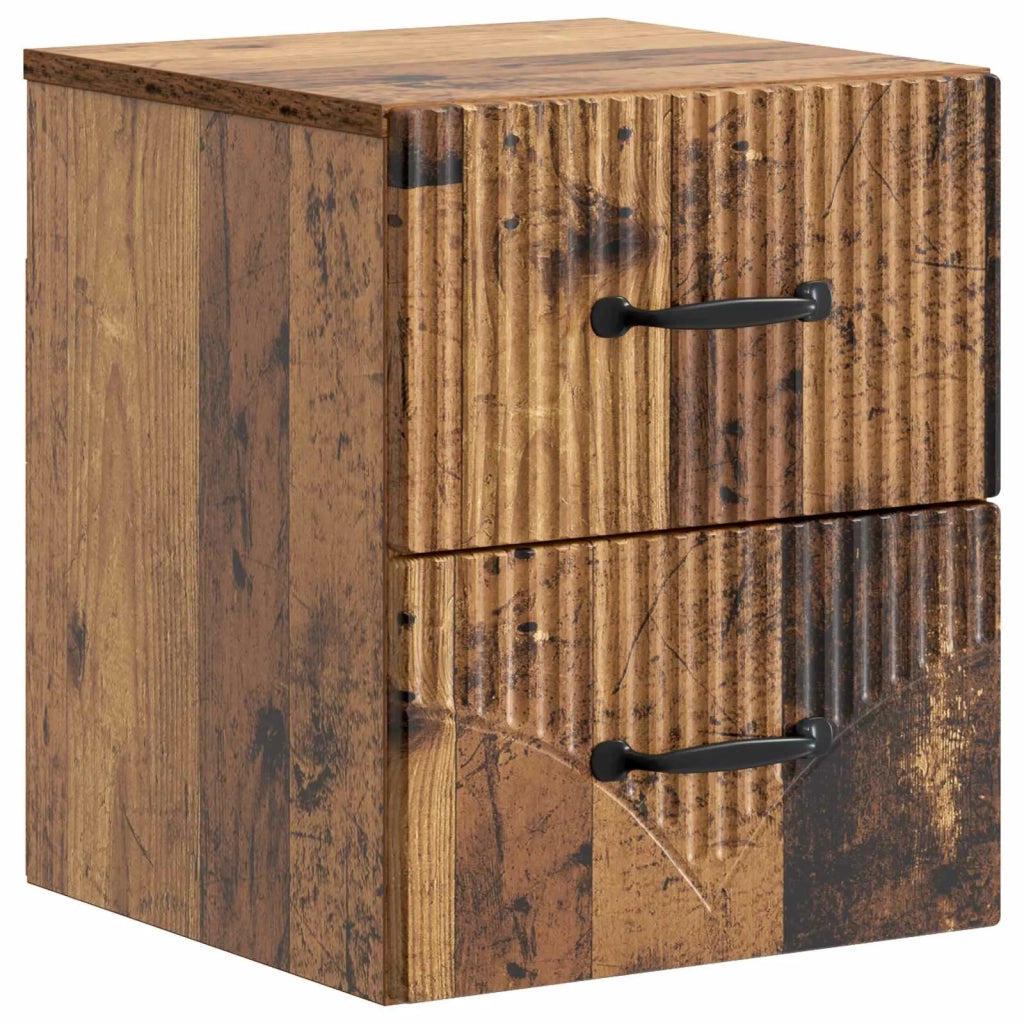 Mobiletto da notte a muro Legno antico 34,5 x 33 x 40 cm 898991