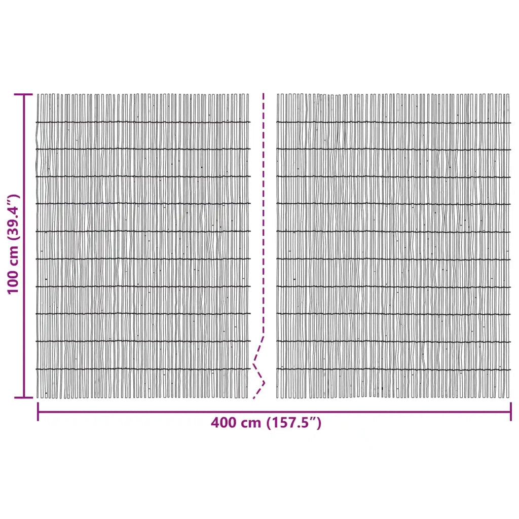Recinzione per Giardino Carbonizzato 400 x 100 cm Giunco