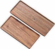 Servizio da tavola in legno di pioggia - set di 2 piatti da servizio in legno decorativo grande e piccolo - piatto da servizio allungato con maniglie per mani Stand per libri