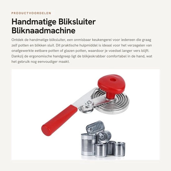 Manuale Bliksluiter con Ergonomica Maniglia - Fissatore di Bottiglie - Accessori Cucina - Materiale IJzer/ABS - Facile da Utilizzare - Fissatore di Bottiglie