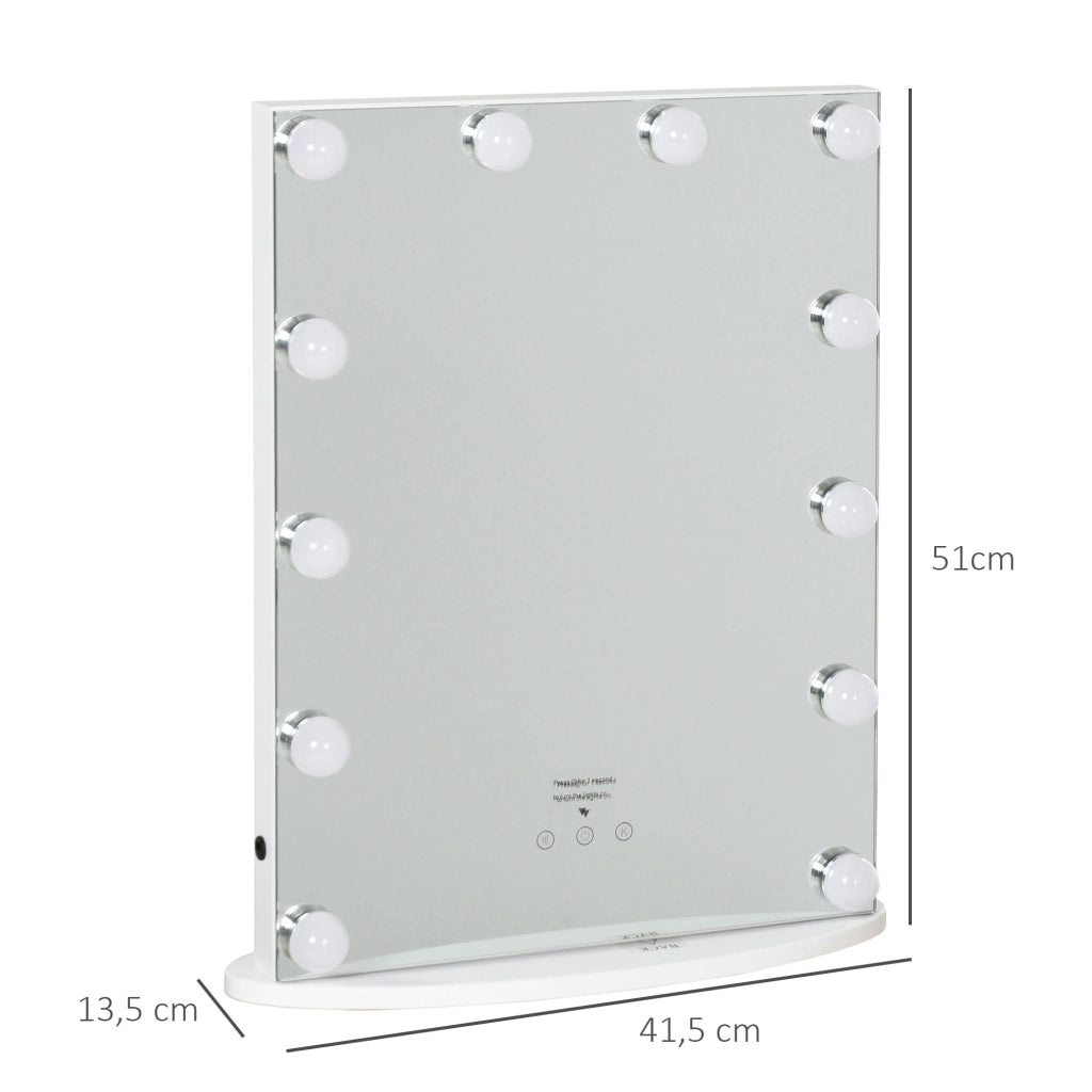 Specchio Trucco Hollywood ¨C zephmum ¨C Bianco 41,5x13,5x51 cm