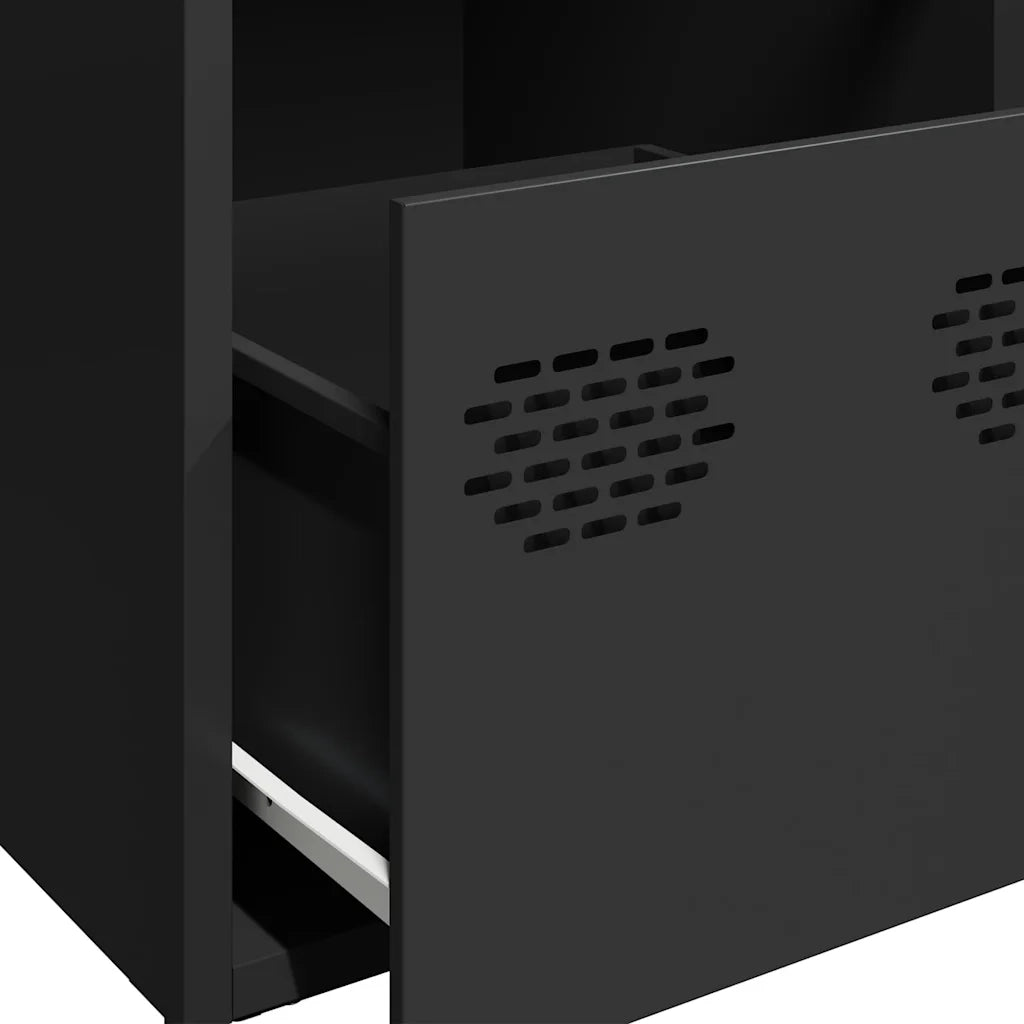 Credenza | Madia | Buffet da pranzo | Armadio da pranzo Nera 68x39x73,5 cm in Acciaio Laminato a Freddo
