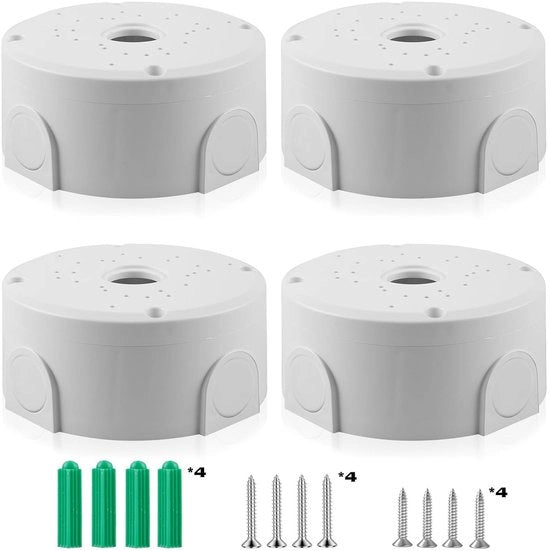 Cassa di connessione impermeabile per telecamera di sorveglianza - Bianco - Grande capacità di archiviazione - Cassa di montaggio per telecamera di sorveglianza bullet - 4 pezzi