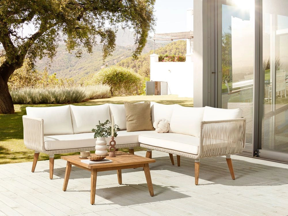 Set di copricuscini per divano da esterno beige chiaro giardino morbidi