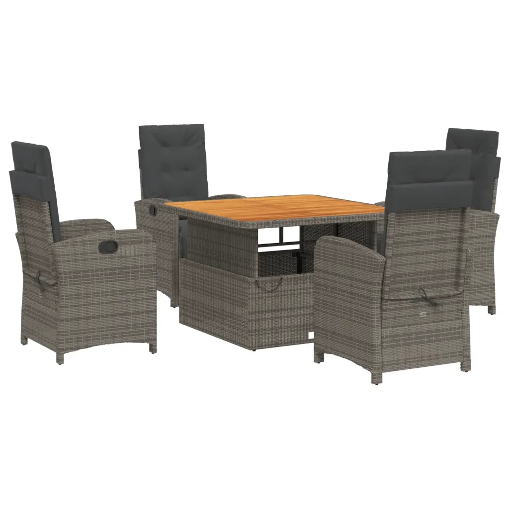 Set da Pranzo da Giardino 5 pz con Cuscini in Polyrattan Grigio 3277342