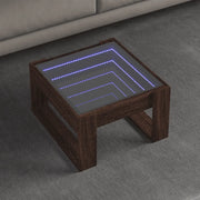 Tavolino Salotto con LED-Tavolino da soggiorno-Tavolo Infinity Rovere Marrone 50x53x30 cm