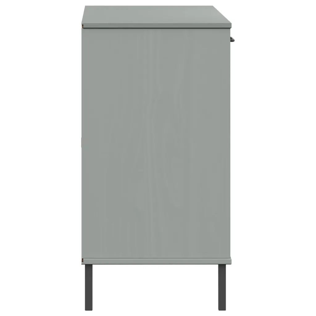 Credenza-Buffet-Armadio da cucina Gambe Metallo Grigio 113x40x77 cm Legno Massello OSLO