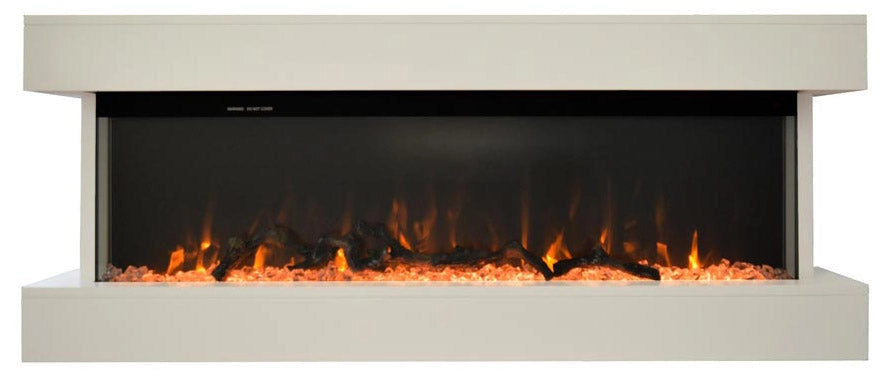 Camino Elettrico da Pavimento Effetto Fiamma 1500W Alaro Bianco