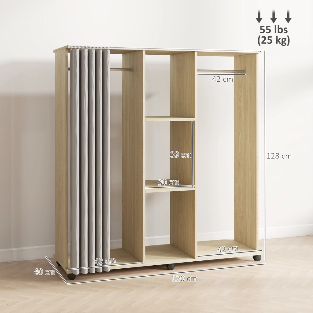 Armadio a rulli con appendiabiti ¨C zephmum ¨C legno naturale 120x40x128 cm