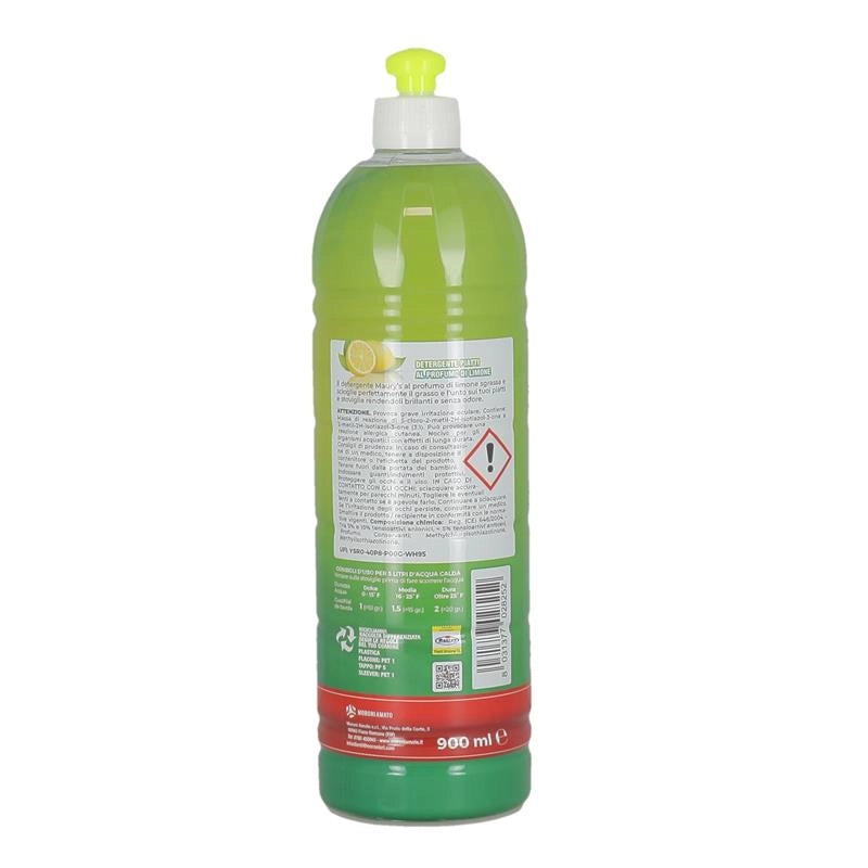 MAURY'S LIQUIDO PER PIATTI IGIENIZZANTE 900 ML AL PROFUMO DI LIMONE ELIMINA CATTIVI ODORI