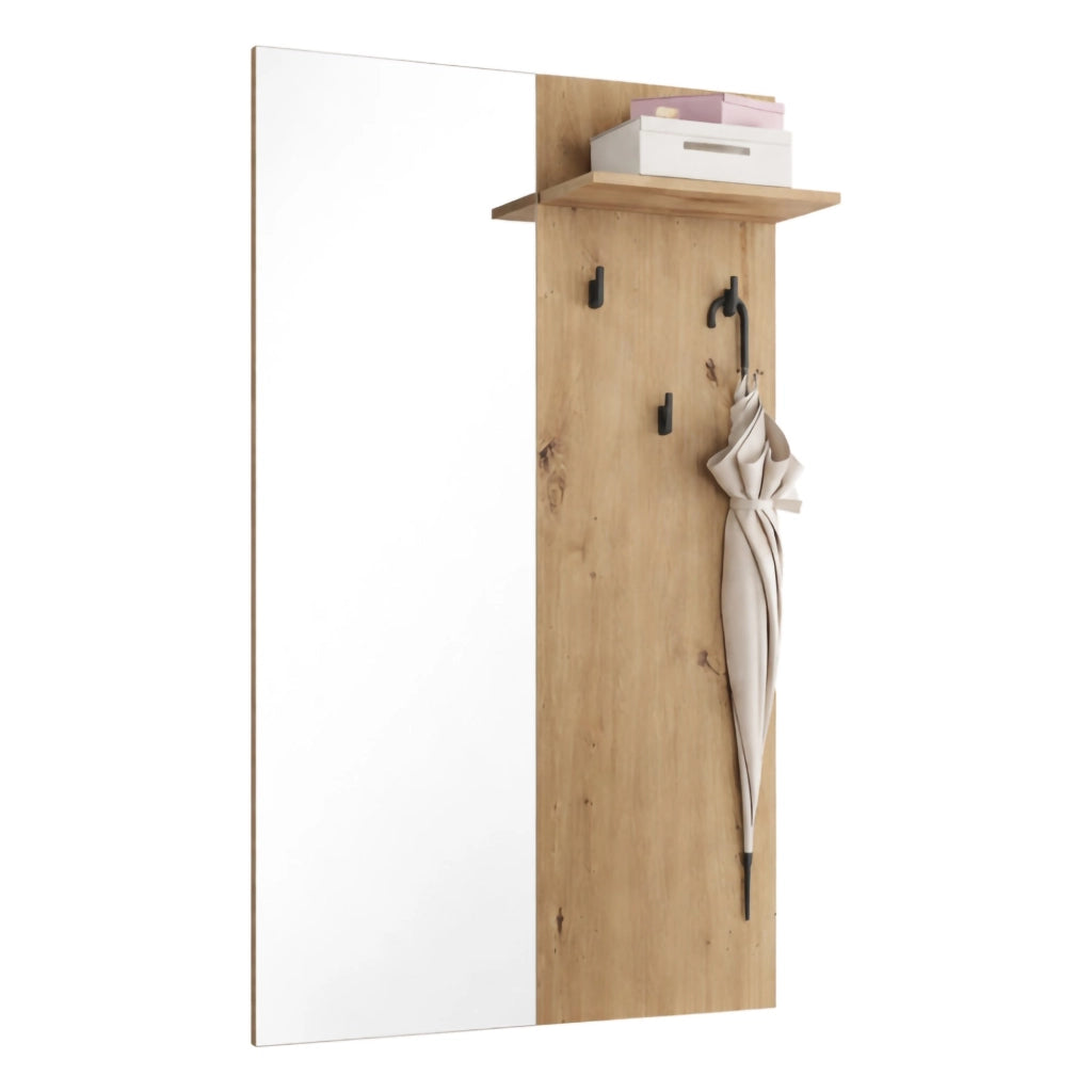 Lanze, Mobile da Ingresso Specchio Incluso, 79x19.5x132h cm Marrone Rovere Nodi