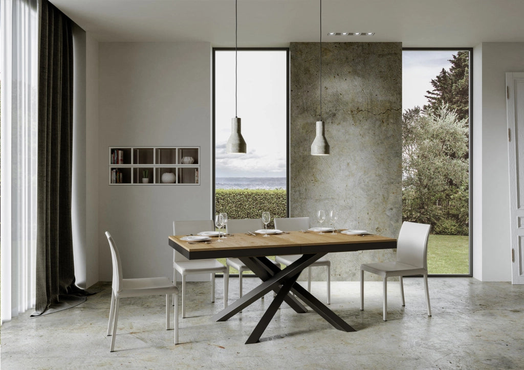 Tavolo allungabile 90x160/264 cm Volta Evolution Quercia Natura telaio Antracite