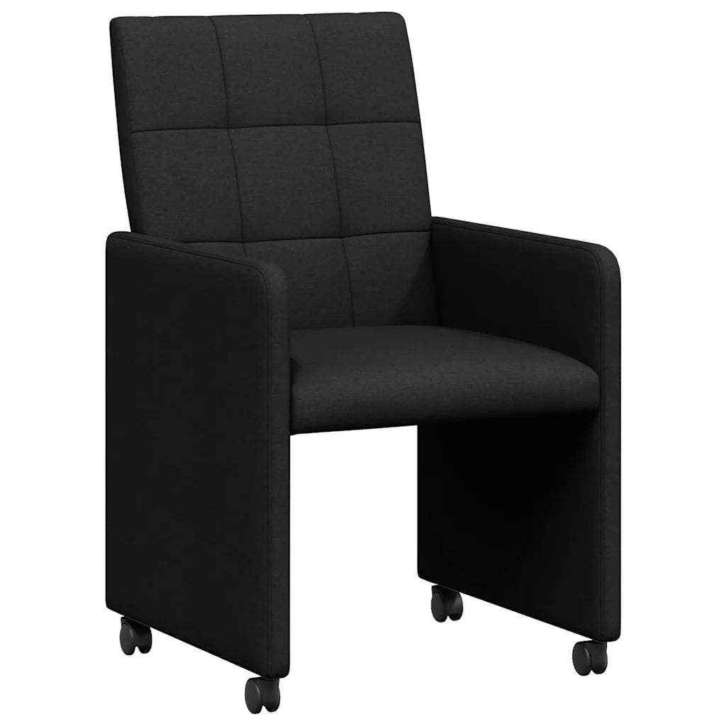 Sedie da Pranzo con Ruote 2 pcs Nero 58 x 65 x 94 cm Tessuto