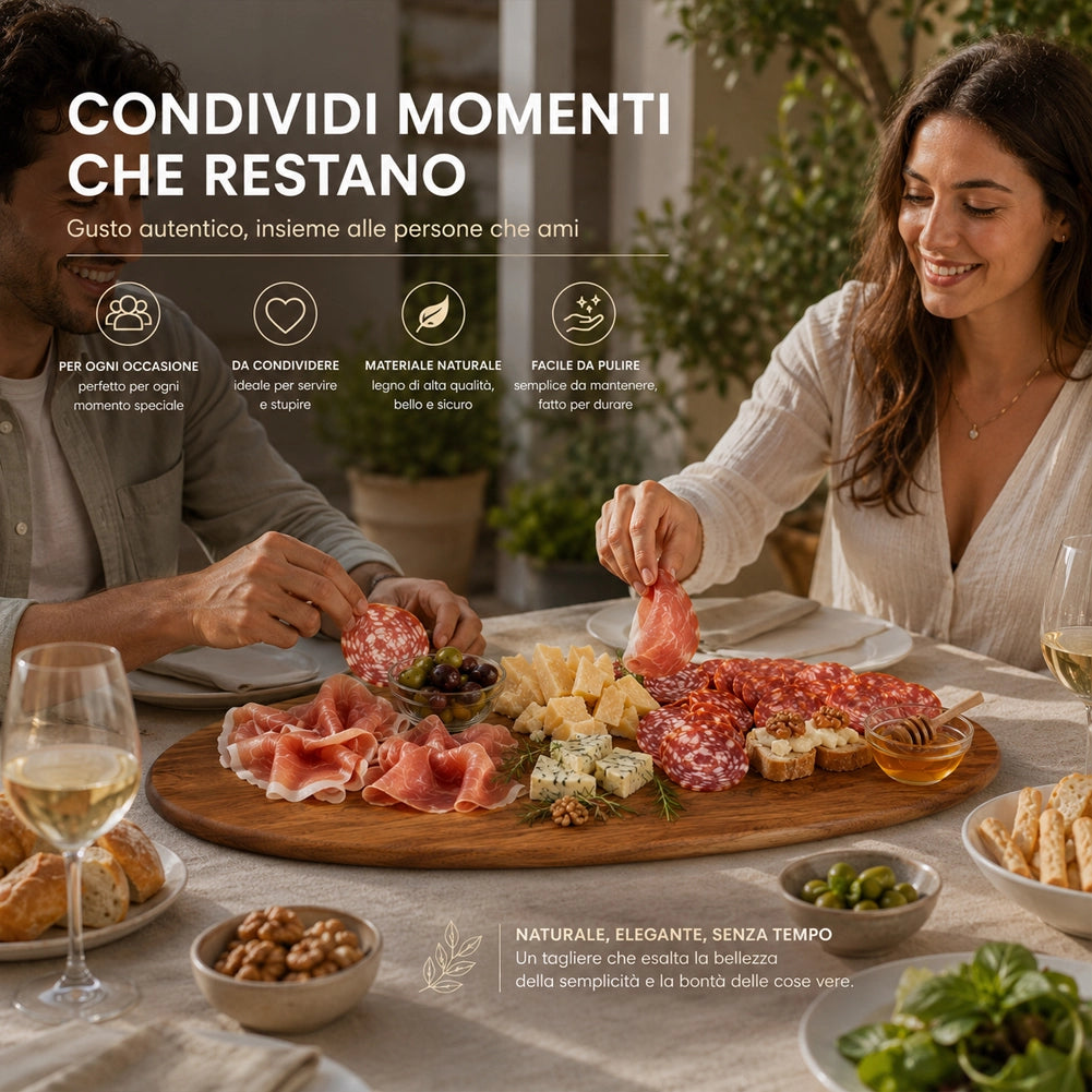 Vassoio Tagliere Ovale in Legno Portata per Aperitivi 52x20cm Accessori Tavola