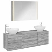 Set di mobili per il bagno 4 pcs Sonoma grigio 3406948