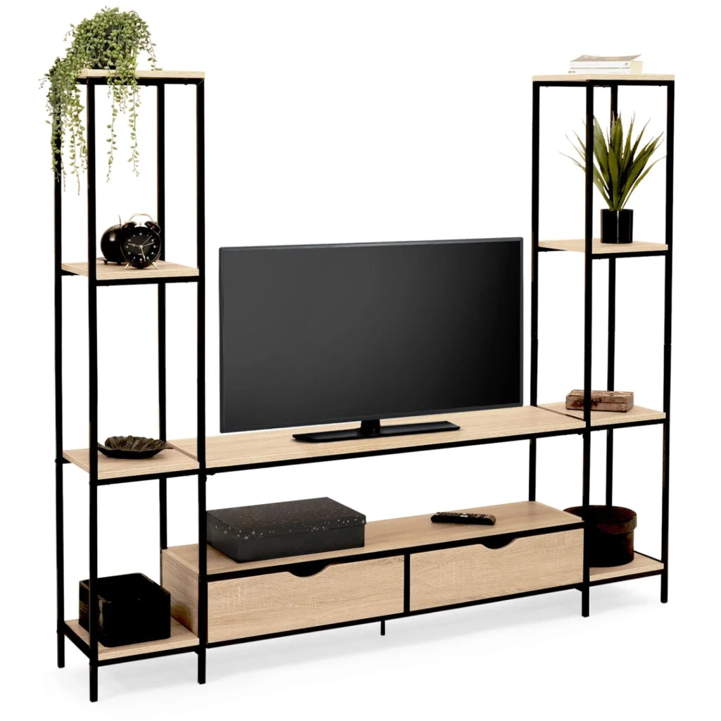 IDMarket - DETROIT Mobile TV da 164 cm con ripiani dal design industriale