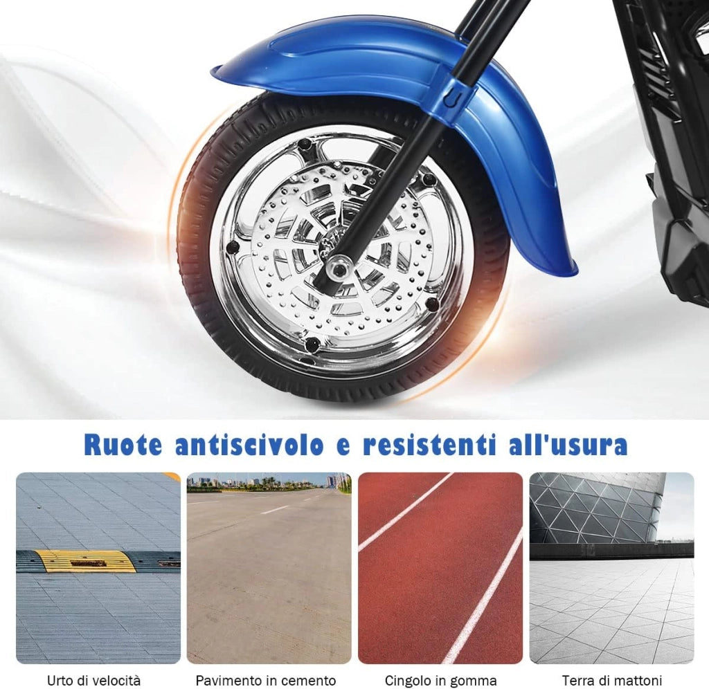 6V Moto Elettriche per Bambini, Moto Cavalcabile Marcia Avanti e Indietro, Portanza di Peso 30kg (Blu)