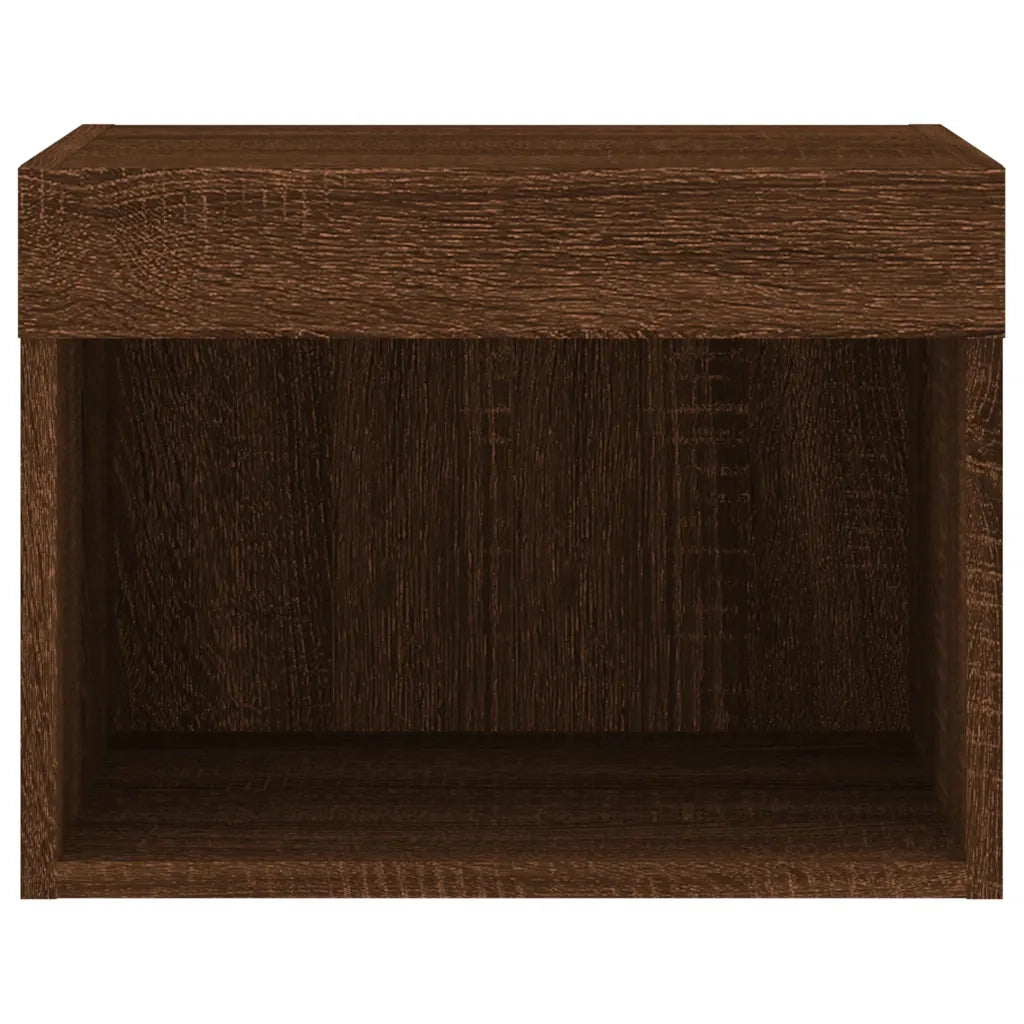Comodini con Luci LED a Parete 2pz Rovere Marrone 837126